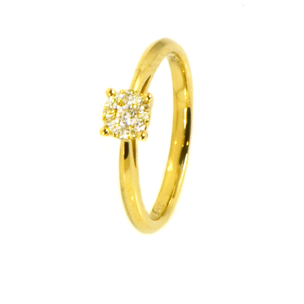 Anillo rosetón oro 18 kilates y diamantes