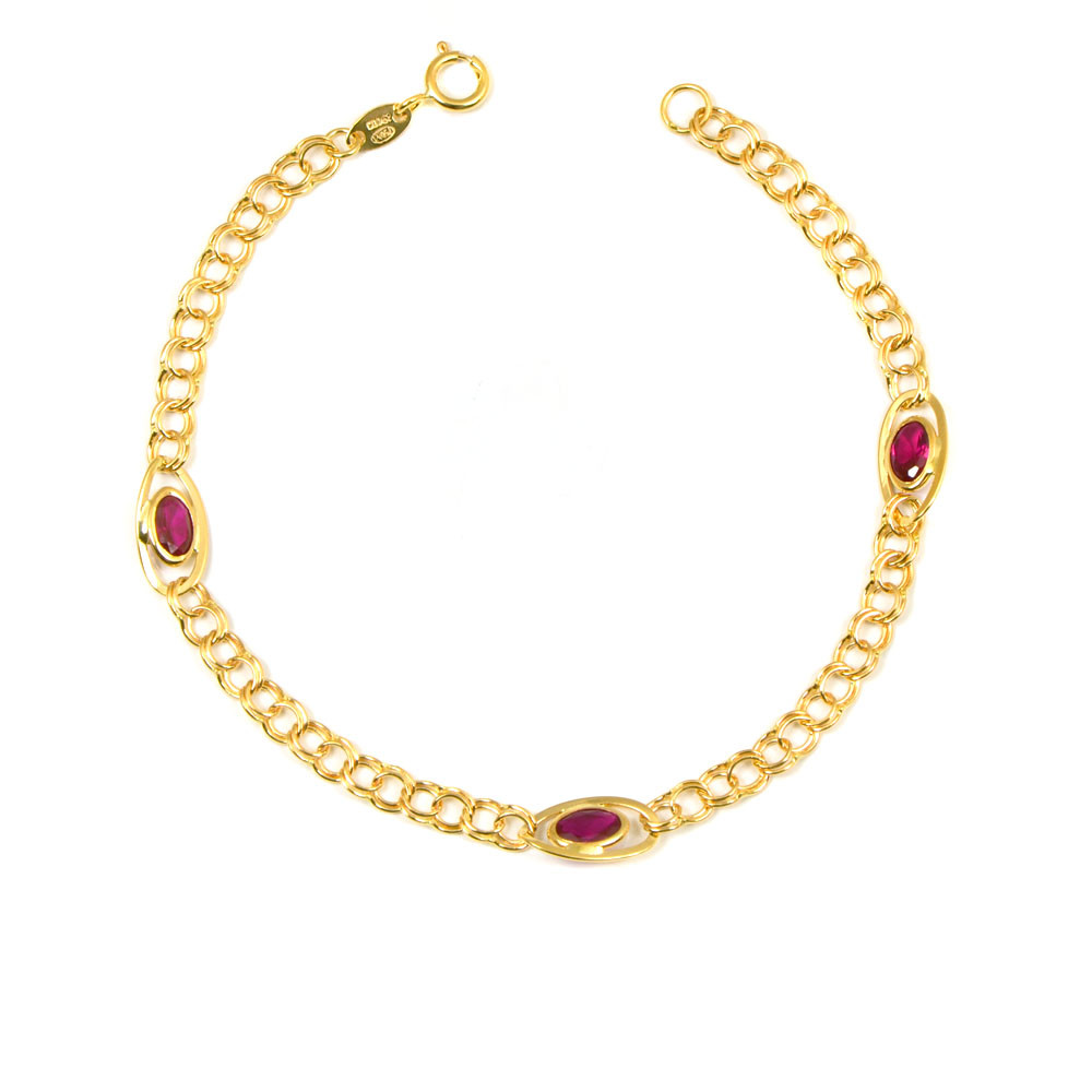 Pulsera oro 18 kts mujer piedras rojas
