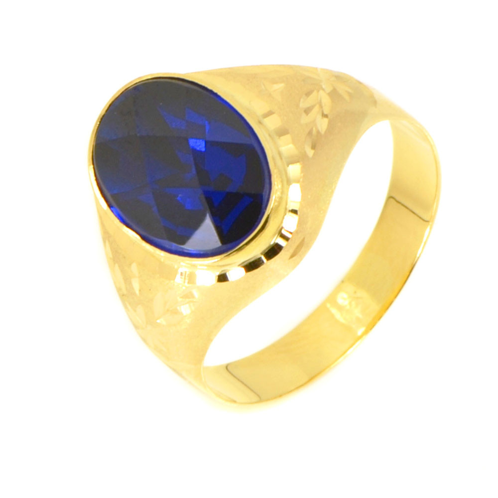 Anillo oro  18 kilates piedra azul