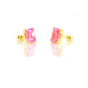 Pendientes oro 18 kts piedra rosa