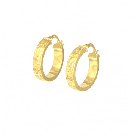 Pendientes oro amarillo 18 kts aro greca