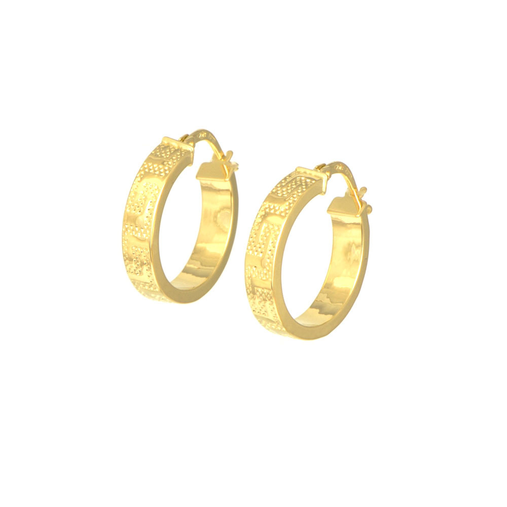Pendientes oro amarillo 18 kts aro greca