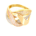 Anillo oro 18 kilates tricolor circonitas