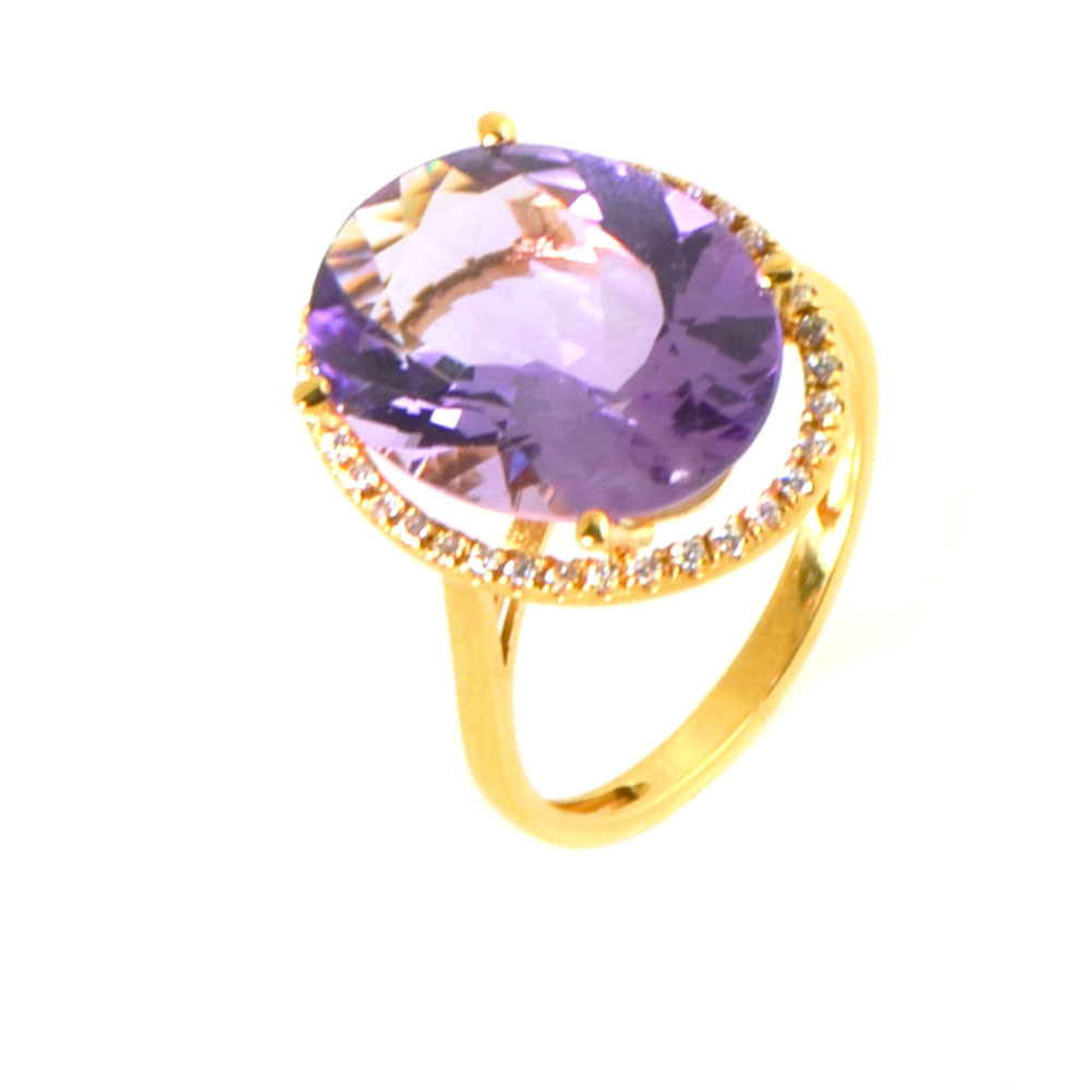 Sortija oro amarillo 18 Kts Amatista