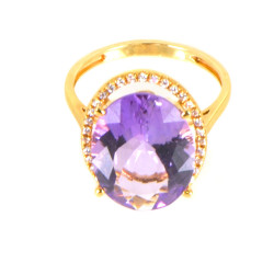 Sortija oro amarillo 18 Kts Amatista