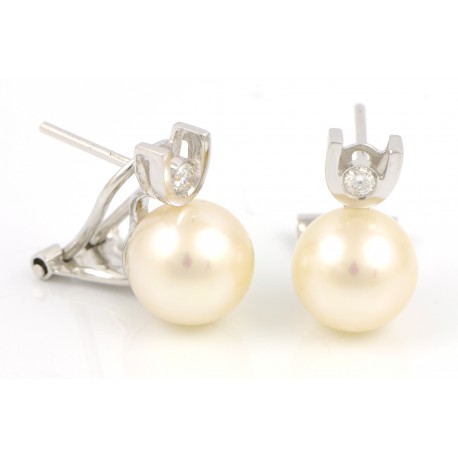 Pendientes oro 18 kts con perla y diamante