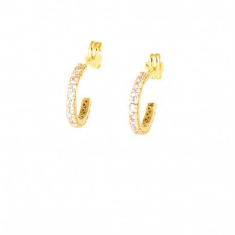 Pendientes aros oro 18 kts con circonitas