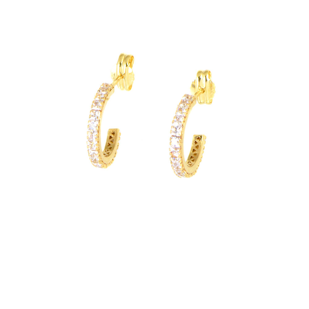 Pendientes aros oro 18 kts con circonitas