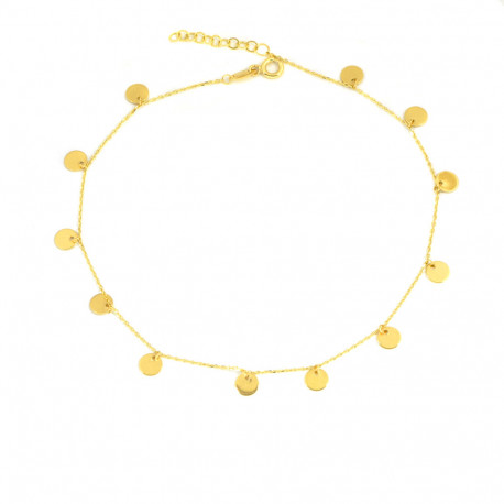 Tobillera de oro colgantes círculos