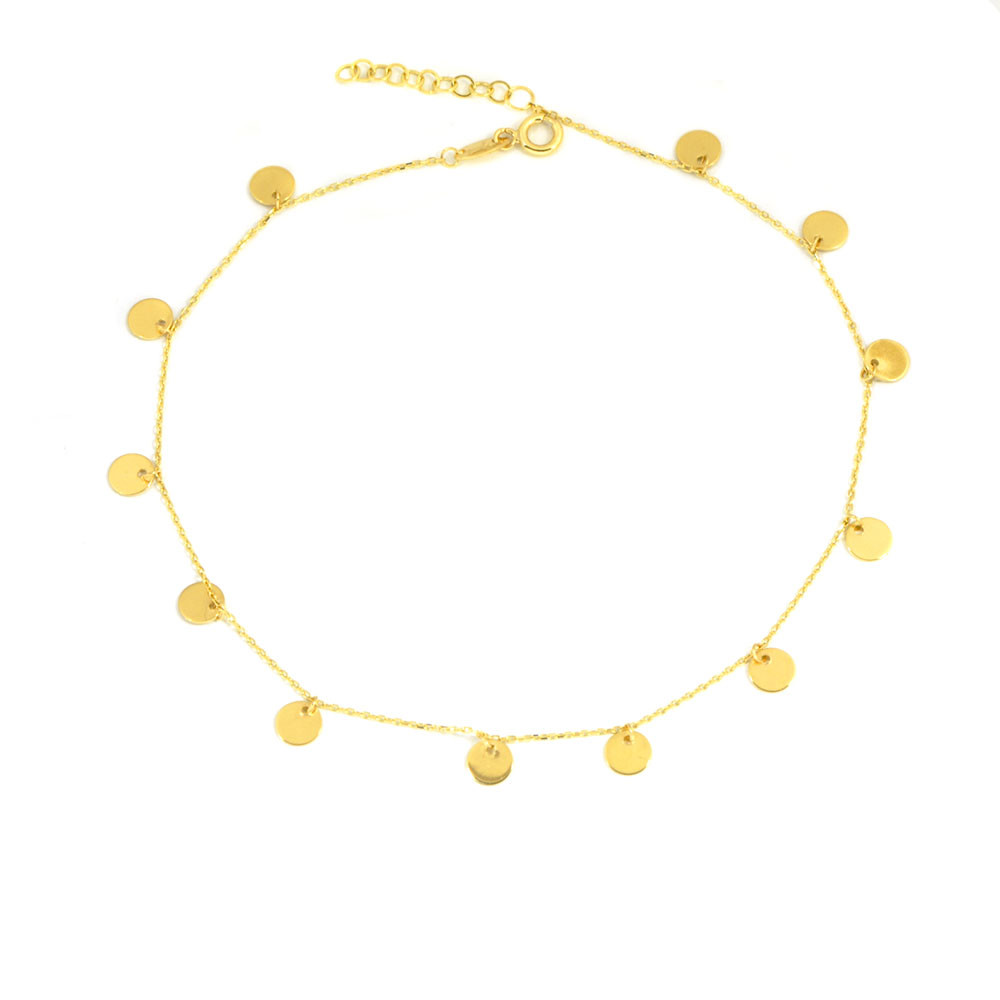 Tobillera de oro colgantes círculos