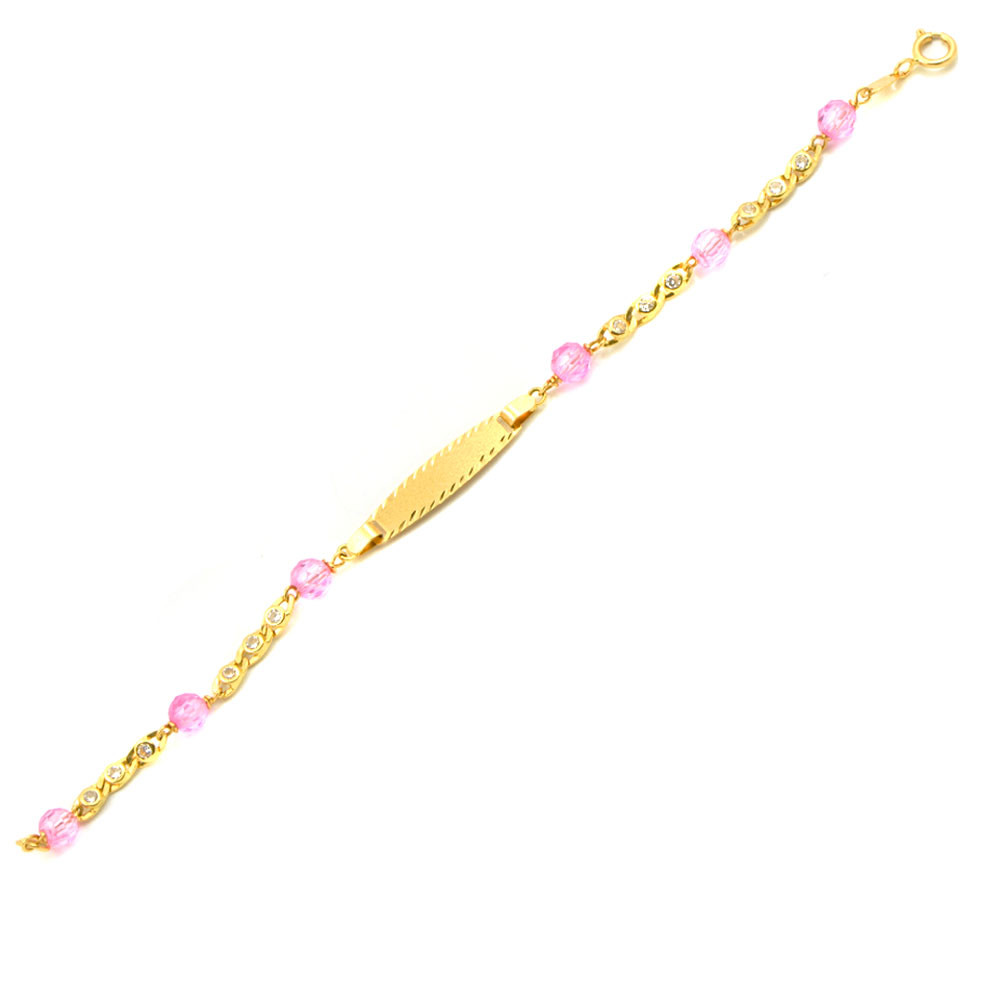 Pulsera para bebé oro 18 kts piedras rosas