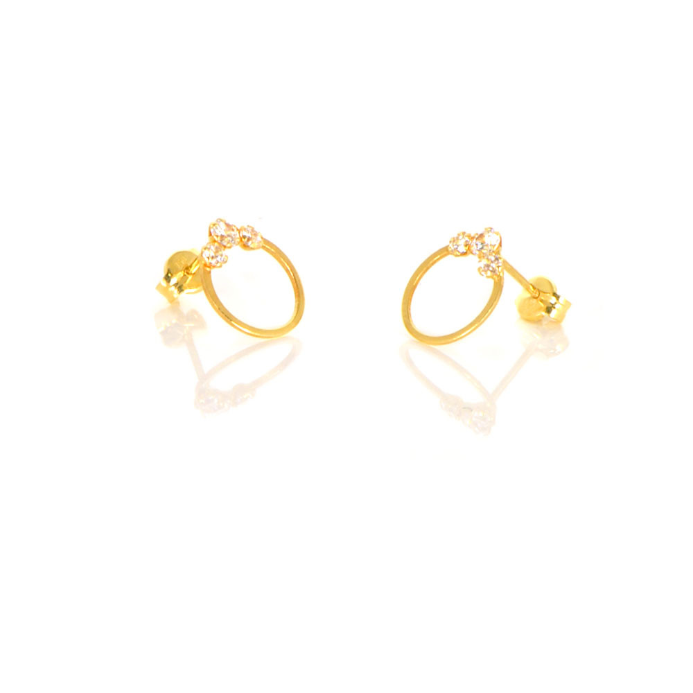 Pendientes oro amarillo 18 kts círculo circonitas