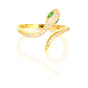 Anillo oro amarillo serpiente 18 kilates circonitas esmeraldas