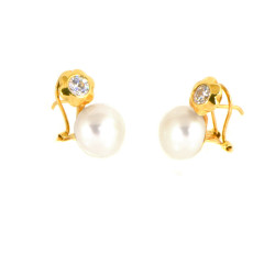 Pendientes oro 18 kts con perla y circonita