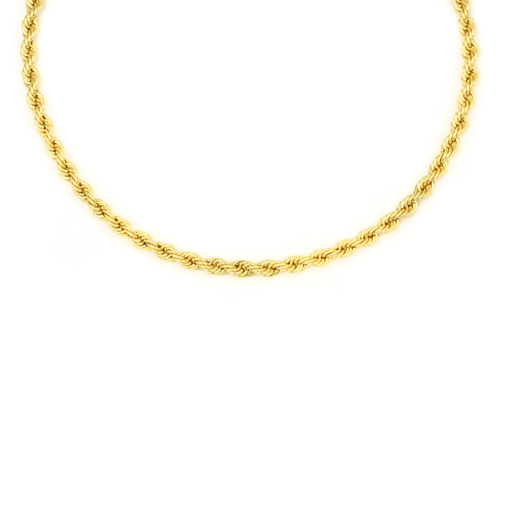 Cordón de oro 18 kts  semi macizo 3.8 milímetros