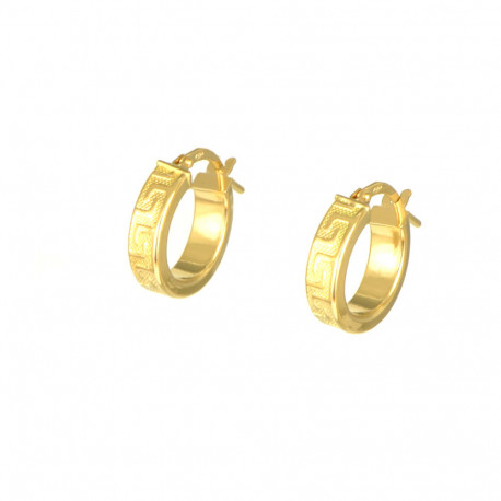 Pendientes oro amarillo 18 kts aro greca