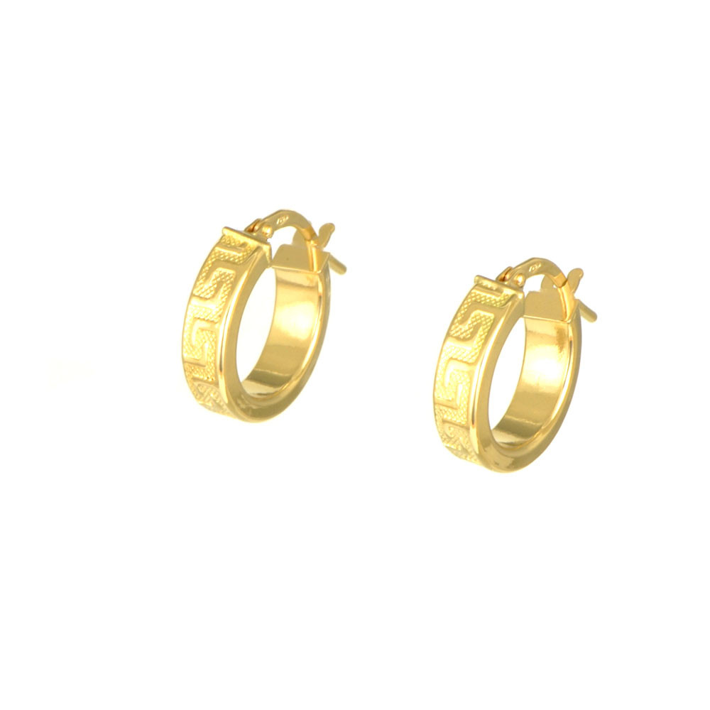 Pendientes oro amarillo 18 kts aro greca