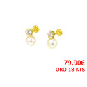 Arracades or 18 kts amb perla i zirconita