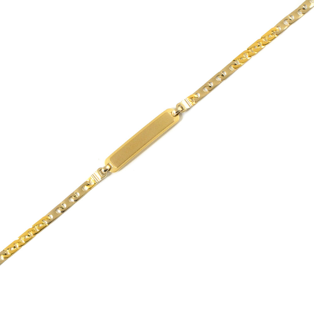 Pulsera oro bicolor 18 kts con placa
