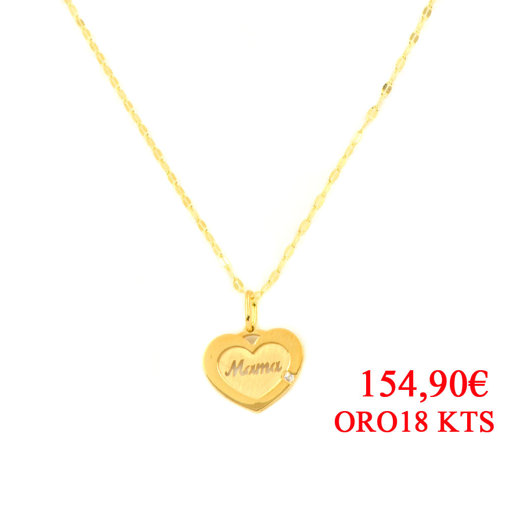 Collaret d'or groc 18 KTS  cor  MAMA