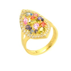 Anillo oro 18 kilates piedras multicolor