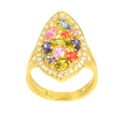 Anillo oro 18 kilates piedras multicolor