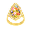 Anillo oro 18 kilates piedras multicolor