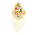 Anillo oro 18 kilates piedras multicolor
