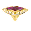 Anillo oro 18 kilates piedra roja