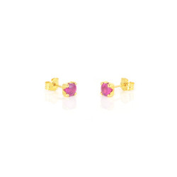 Pendientes redondos oro 18 kts rubí