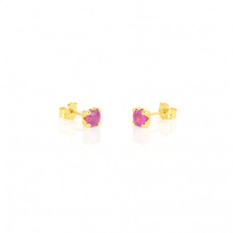 Pendientes redondos oro 18 kts rubí