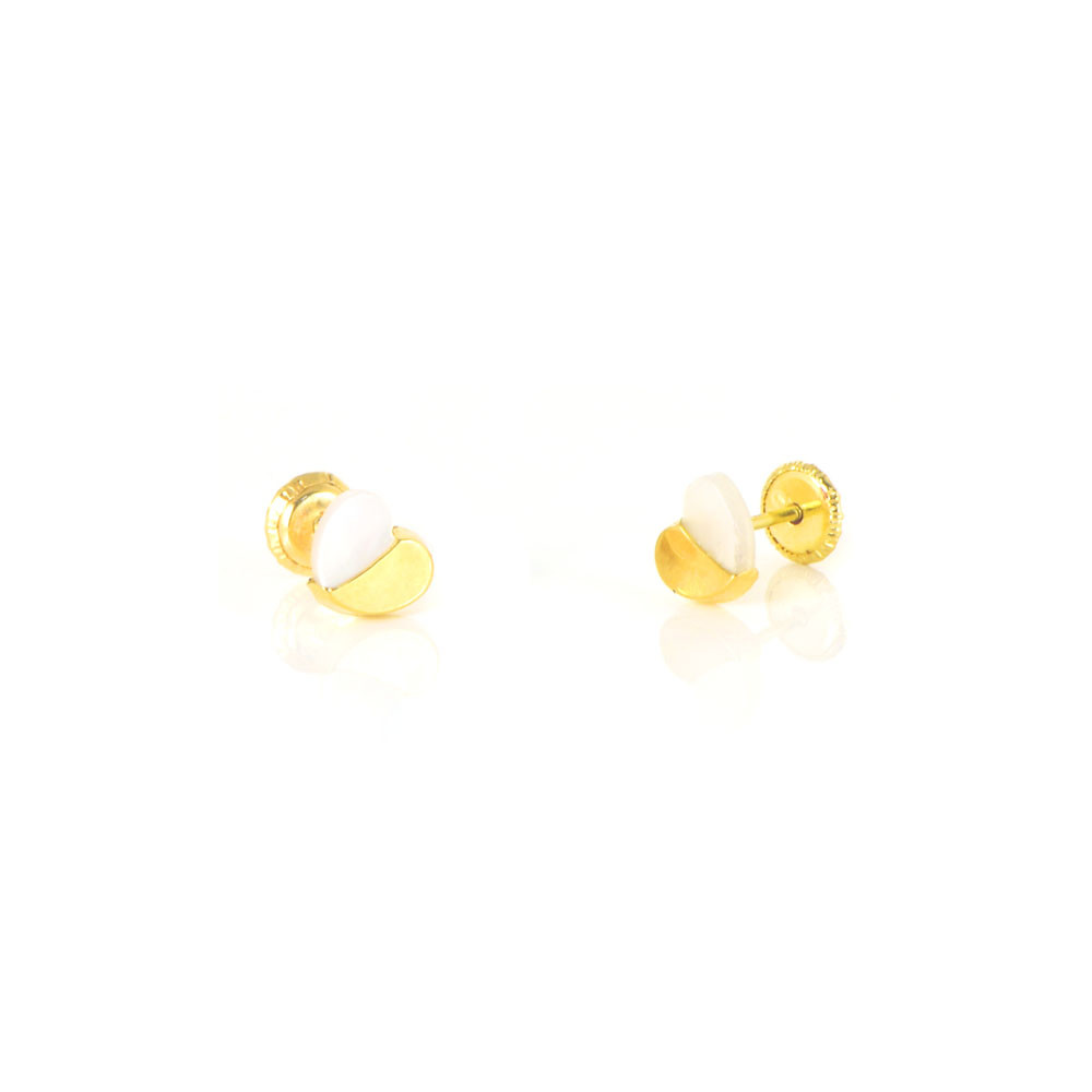 Pendientes oro amarillo 18 kts corazón circonita
