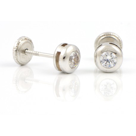 Pendientes oro 18 kts blanco chatón