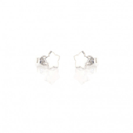 Pendientes oro 18 kts blanco estrellas