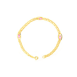 Pulsera oro 18 kts mujer piedras rosa