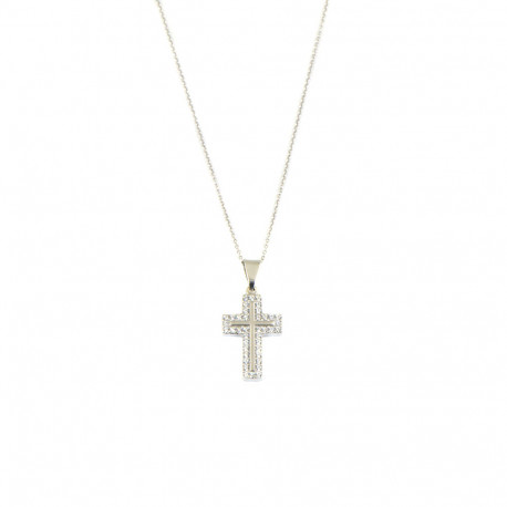 Gargantilla oro blanci 18kts cruz circonitas