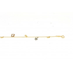 Tobillera oro amarillo 18 kts tricolor