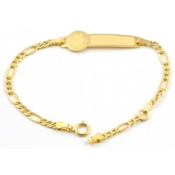 Pulsera de oro para bebé con placa