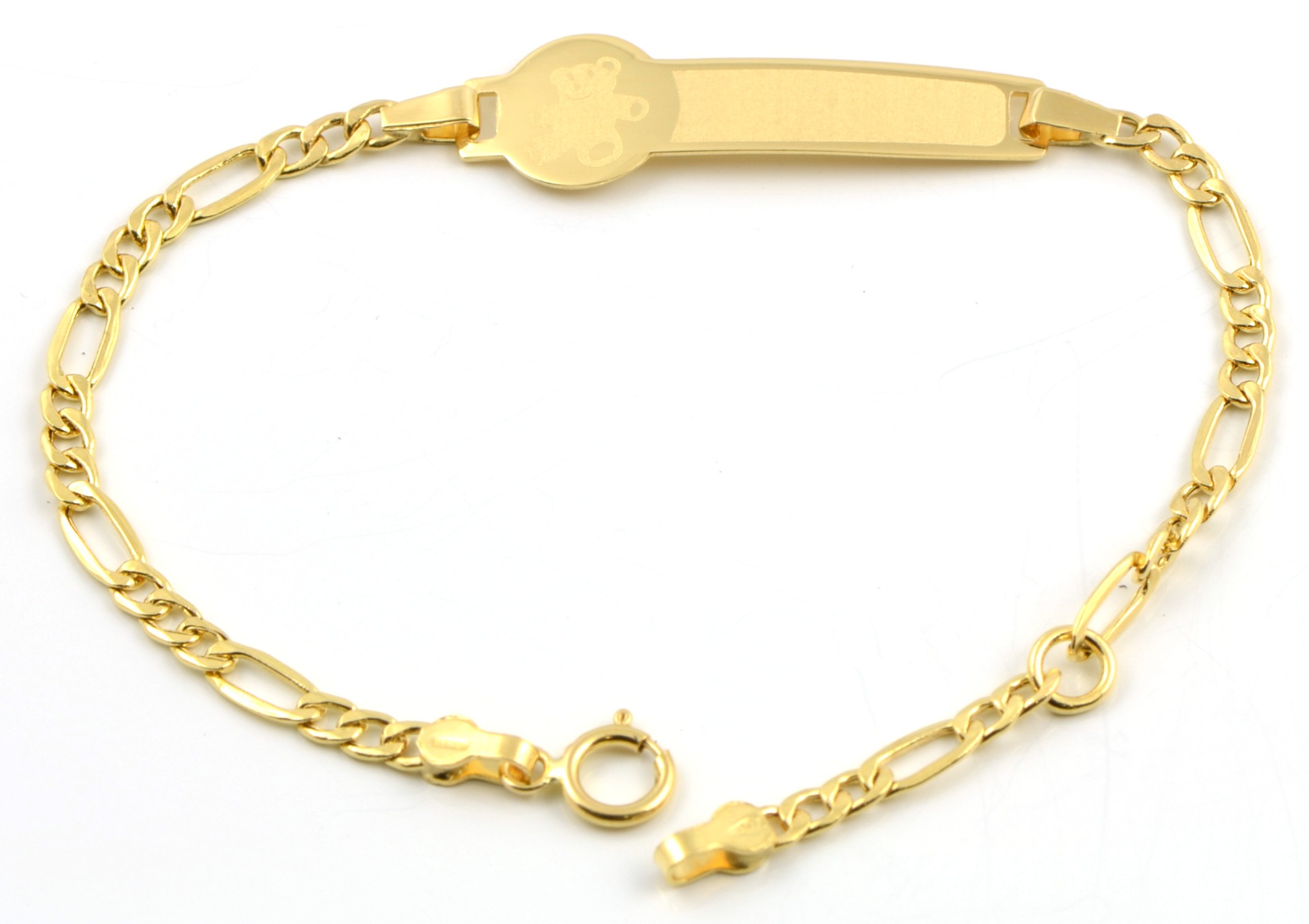 Pulsera de oro para bebé con placa
