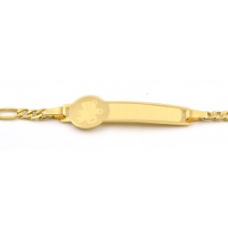 Pulsera de oro para bebé con placa