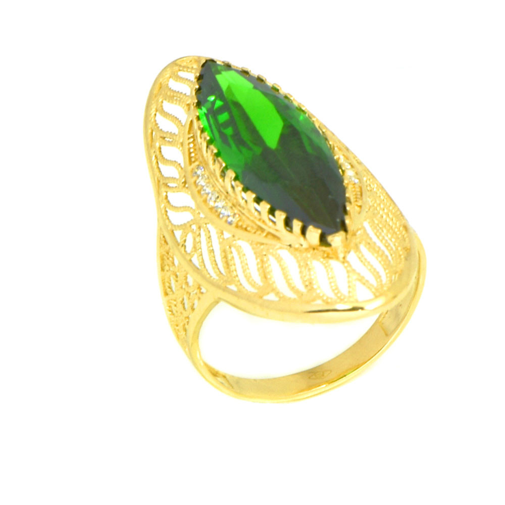 Anillo oro 18 kilates piedra verde