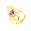 Anillo oro 18 kilates piedra roja