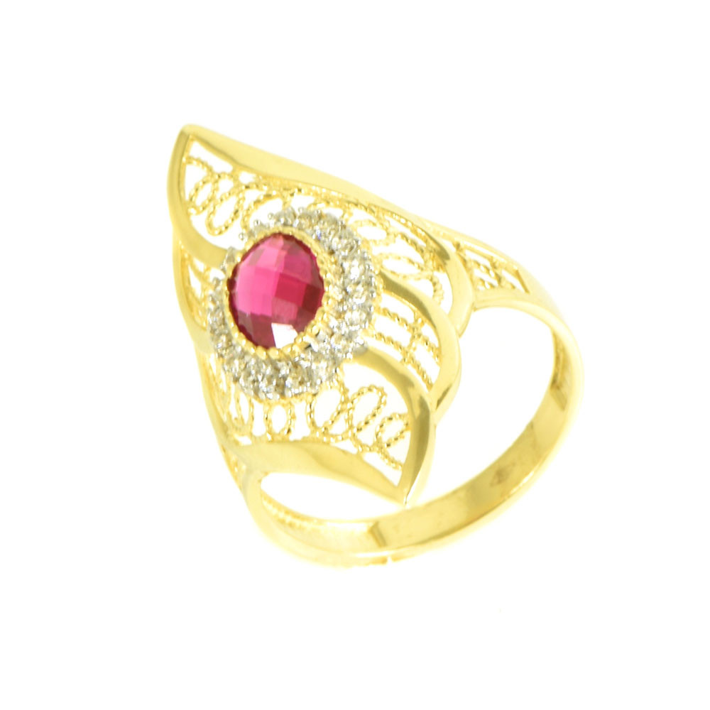 Anillo oro 18 kilates piedra roja