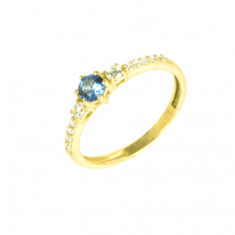 Anell d'or groc pedra blava