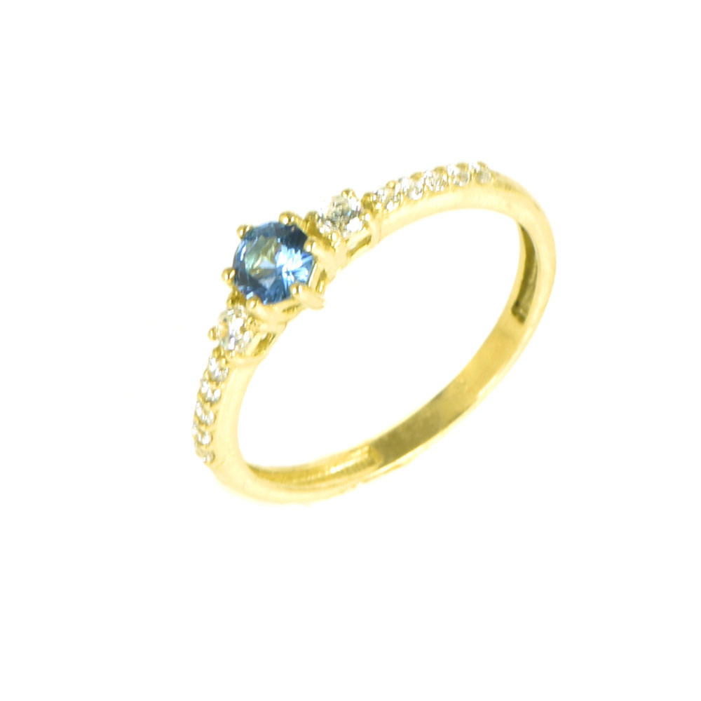 Anell d'or groc pedra blava