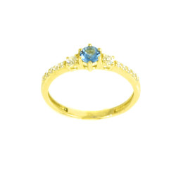 Anell d'or groc pedra blava