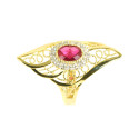 Anillo oro 18 kilates piedra roja