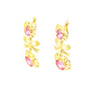 Pendientes oro 18 kts piedra rosa