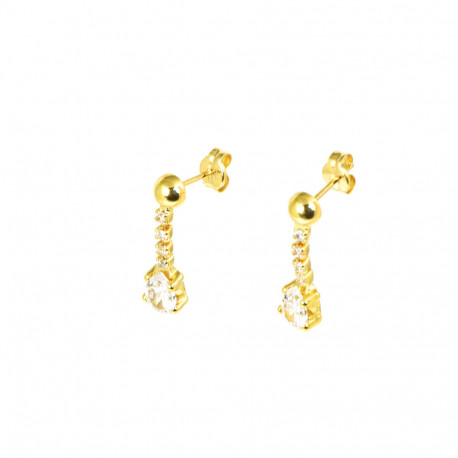 Pendientes oro 18 kts largos circonitas