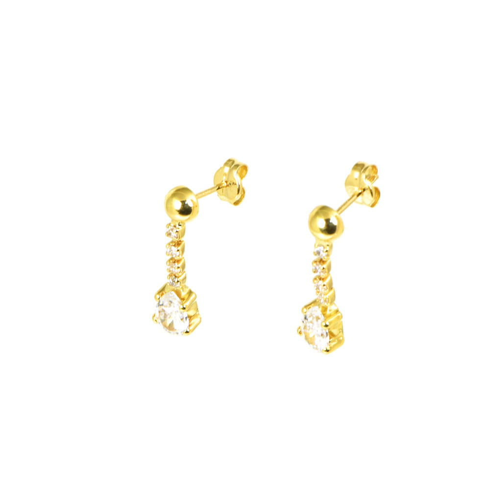 Pendientes oro 18 kts largos circonitas